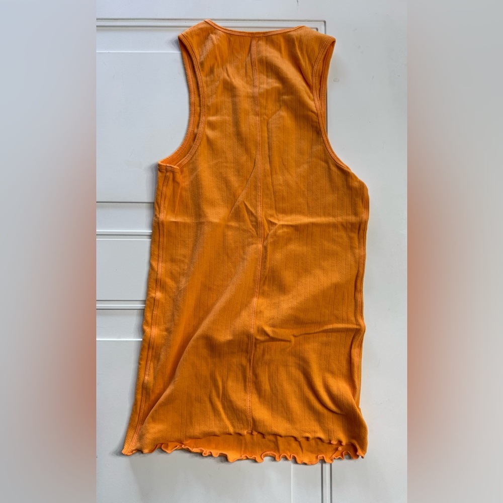 Free People Intimately Womens Orange Ruffled Bottom Ribbed Tank Size Small - Picture 5 of 6